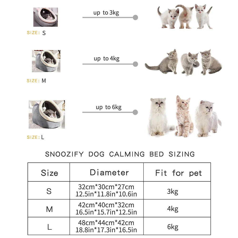 Warm Cat Nest Bed Semi-Closed Winter Pet House for Cats & Small Pets