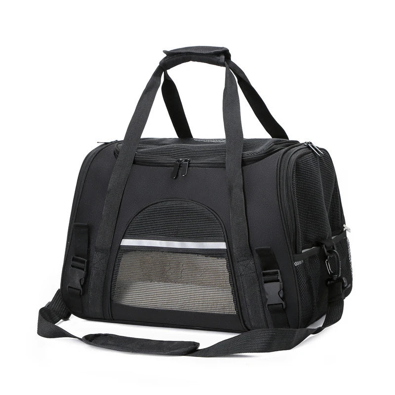Foldable Cats & Dogs Carrier Bag–Soft Mesh Travel Carrier.